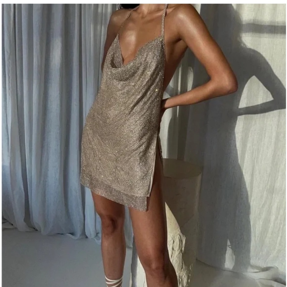 Shimmering Gold Mini Dress
